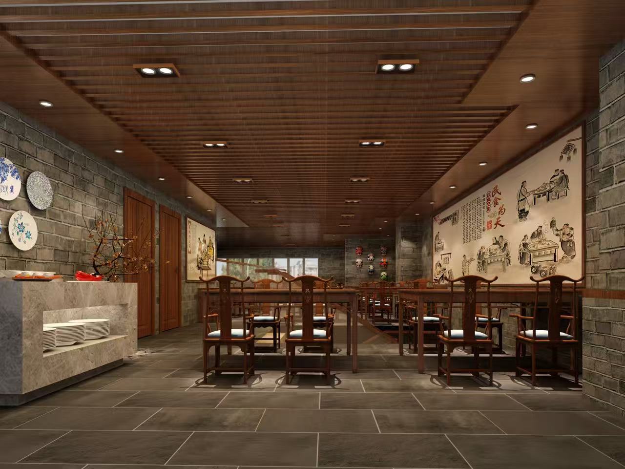 中式餐饮长廊
